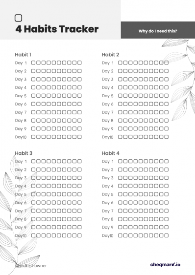 Tracker for 4 habits