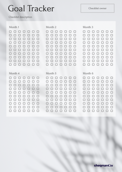 Goal tracker for 6 months