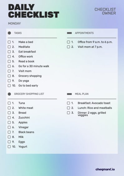 Daily Checklist