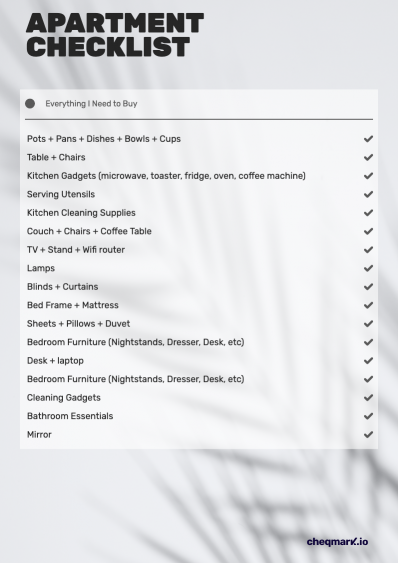 Apartment Checklist