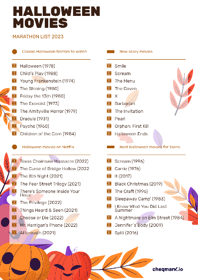 Halloween Movies Checklist