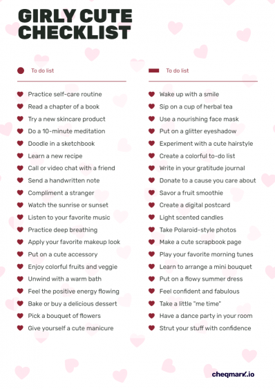 Girly Cute Checklist Template