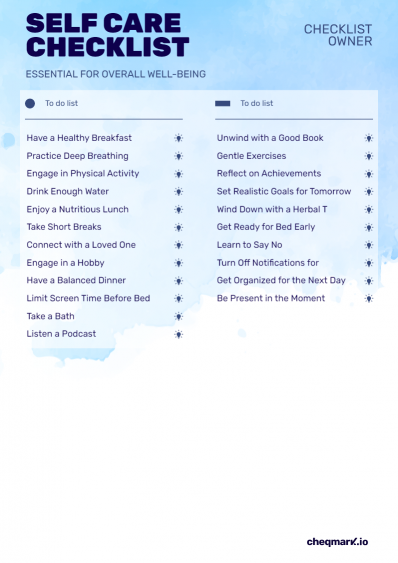 Self-Care Mental Health Checklist