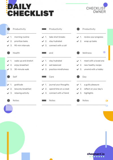 Editable Daily Checklist