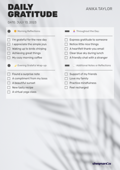 Daily Gratitude Template